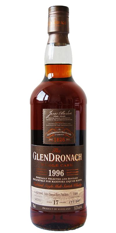 Glendronach 1996 Single Cask Pedro Ximenez Sherry Puncheon #1488 Manitoba Liquor Marts 53.2% 750ml