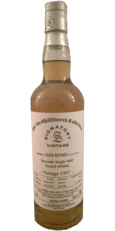 Glenrothes 1997 SV The Un-Chillfiltered Collection Refill Sherry Butt #9241 46% 700ml
