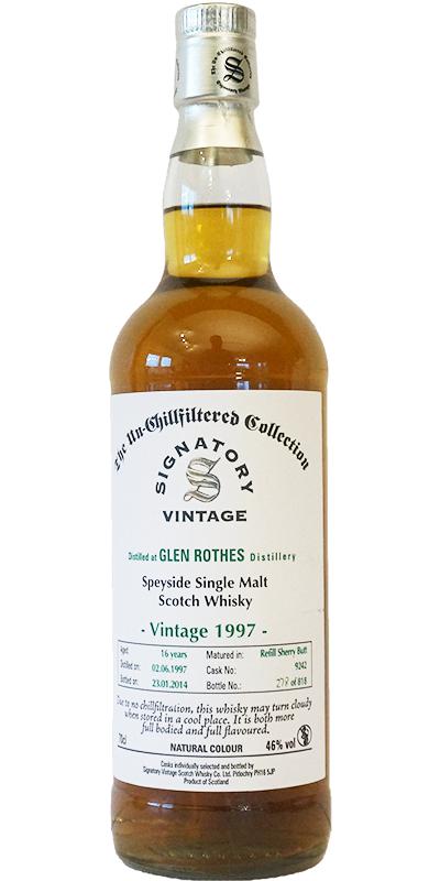 Glenrothes 1997 SV The Un-Chillfiltered Collection Refill Sherry Butt #9242 46% 700ml