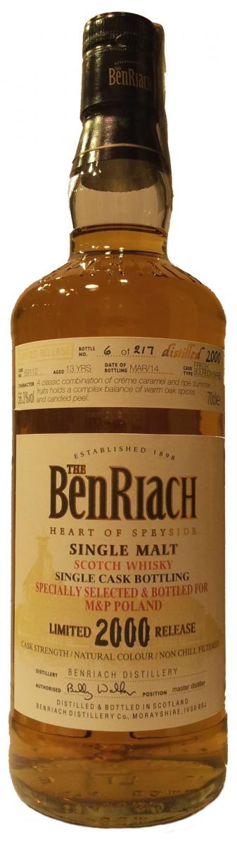 BenRiach 2000 Single Cask Bottling Fresh Bourbon Barrel 69112 M&P Poland 56.3% 700ml