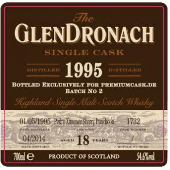 GlenDronach 18 1995 cask 1732 for premiumcask.de (54.6%)