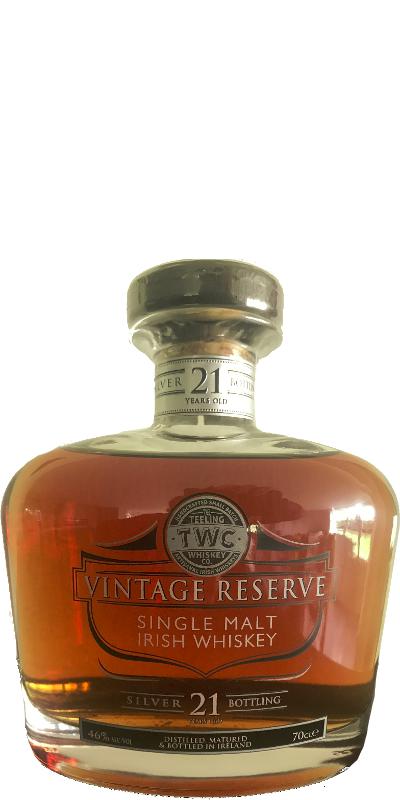 Teeling 21yo Vintage Reserve Silver Bottling Bourbon Barrels & Sauternes Wine Casks 46% 700ml
