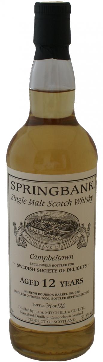 Springbank 2000 Cask Owner Fresh Bourbon #625 Swedish Society of Delights 51.3% 700ml