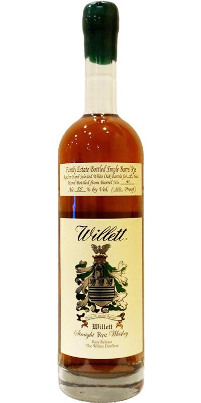 Willett 4yo Family Estate Bottled Single Barrel Rye American White Oak #41 55% 750ml