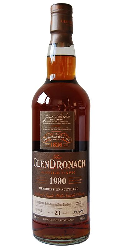 Glendronach 1990 Single Cask Pedro Ximenez Sherry Puncheon #2190 Memories of Scotland Japan 53.1% 700ml