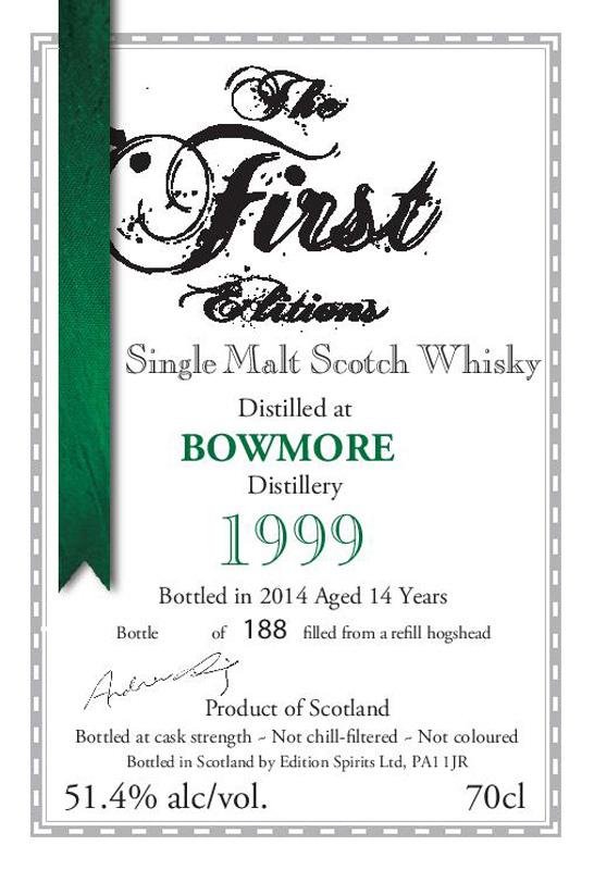 Bowmore 1999 ED The 1st Editions Refill Hogshead 51.4% 700ml