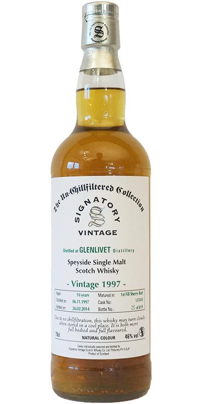 Glenlivet 1997 SV The Un-Chillfiltered Collection 1st Fill Sherry Butt #157410 46% 700ml