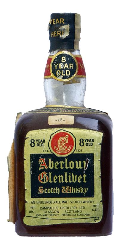 Aberlour 8yo Campbell's Distillery cubic bottle small cork neck label 8yo 50% 750ml
