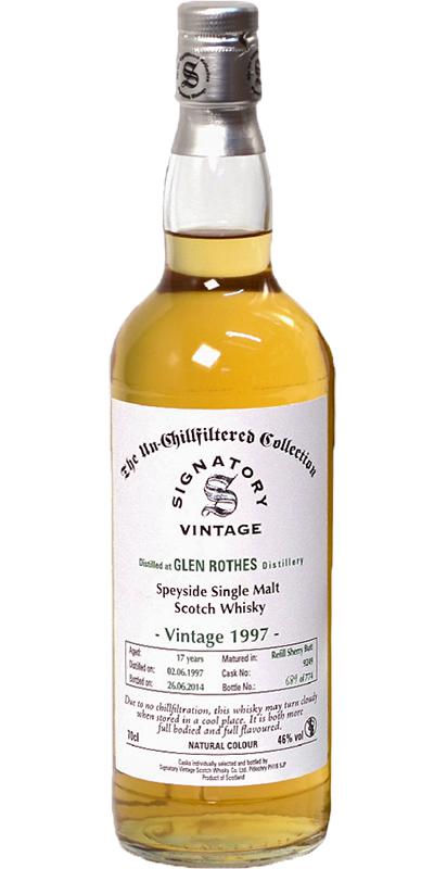 Glenrothes 1997 SV The Un-Chillfiltered Collection Refill Sherry Butt #9249 46% 700ml