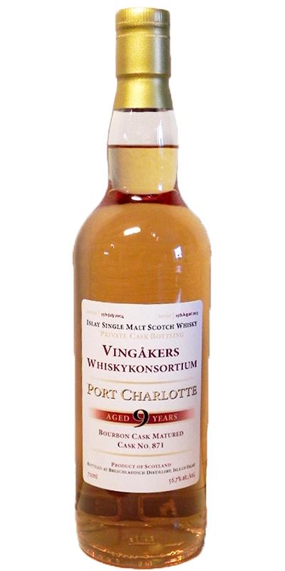 Port Charlotte 2004 Private Cask Bottling #871 Vingakers Whiskykonsortium 56.7% 700ml