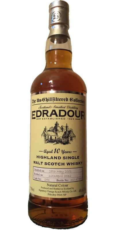 Edradour 2001 SV The Un-Chillfiltered Collection Refill Sherry Butt #251 46% 750ml