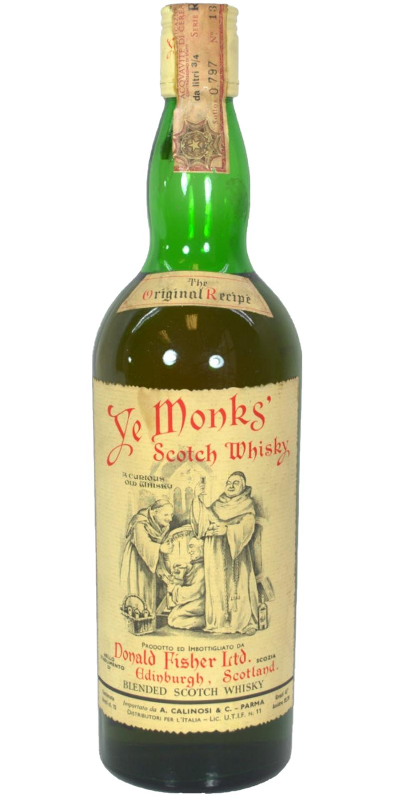 Ye Monks Scotch Whisky A. Calinosi & C. Parma Italy 43% 750ml