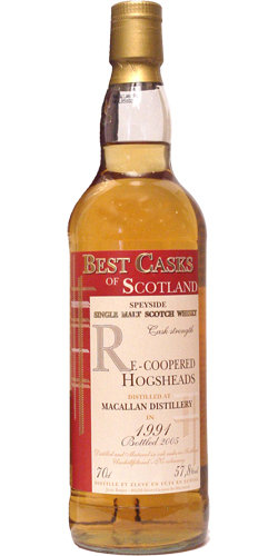 Macallan 1991 JB Best Casks of Scotland Re-Coopered Hogsheads 57.8% 700ml