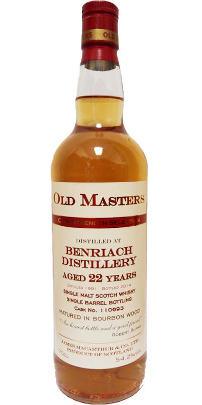 BenRiach 1991 JM Old Masters Cask Strength Selection Bourbon Barrel #110693 54.2% 700ml