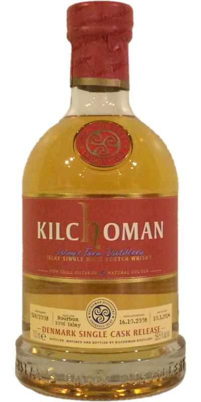 Kilchoman 2008 Denmark Single Cask Release Bourbon 518/2008 59.5% 700ml