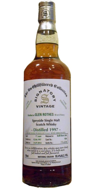 Glenrothes 1997 SV The Un-Chillfiltered Collection Cask Strength Refill Sherry Butt #9246 K&L Wine Merchants 55.4% 750ml