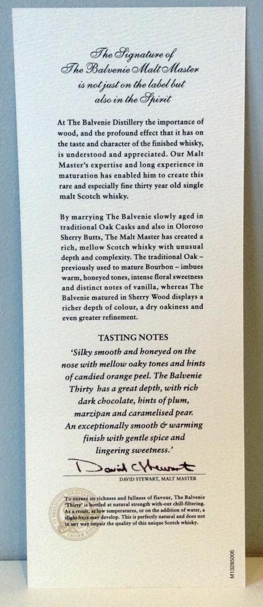 Balvenie 30-year-old - Ratings and reviews - Whiskybase