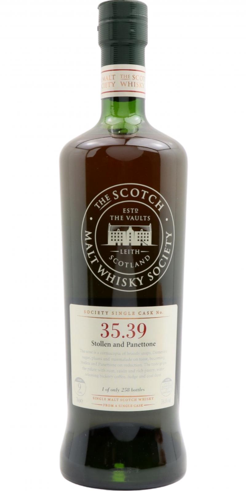 Glen Moray 9yo SMWS 35.39 Stollen and Panettone 2nd Fill Ex-Chardonnay Barrique 35.39 59.4% 700ml