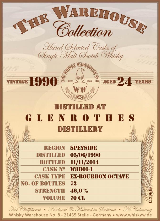 Glenrothes 1990 WW8 The Warehouse Collection Ex-Bourbon Octave W8B01-1 46% 700ml
