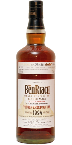 BenRiach 1994 Single Cask Bottling New Wood Oak Barrel #4023 53.5% 700ml