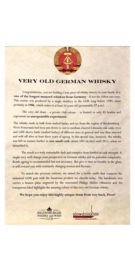 Whisky of GDR 1989 RW&W