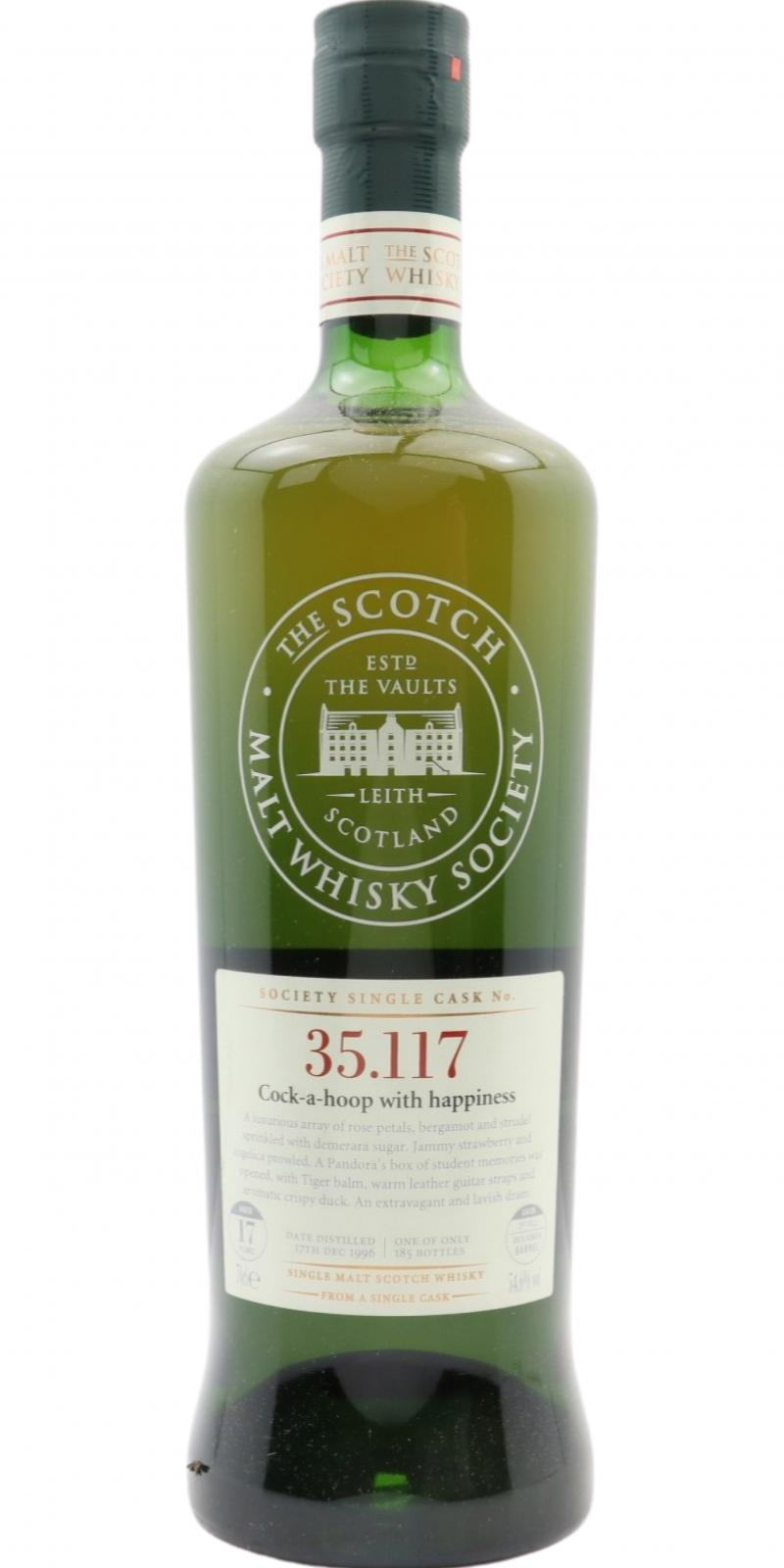 Glen Moray 1996 SMWS 35.117 Cock-A-hoop with happiness 1st Fill Designer Barrel 35.117 54.6% 700ml