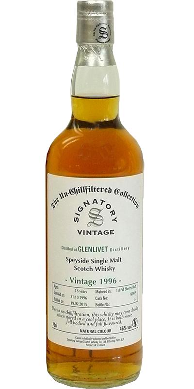 Glenlivet 1996 SV The Un-Chillfiltered Collection 1st Fill Sherry Butt #163419 46% 700ml
