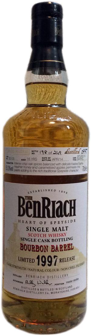 BenRiach 1997 Single Cask Bottling Bourbon Barrel #85105 53.3% 700ml