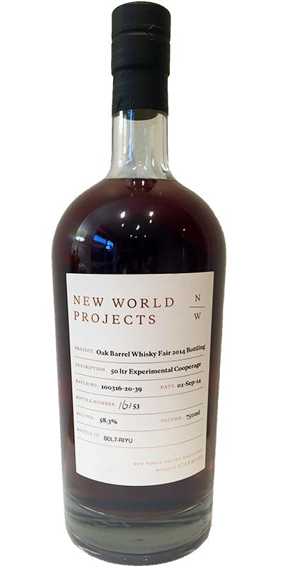 New World Projects Oak Barrel Whisky Fair 2014 Bottling Experimental Batch 141017-01-511 58.3% 750ml