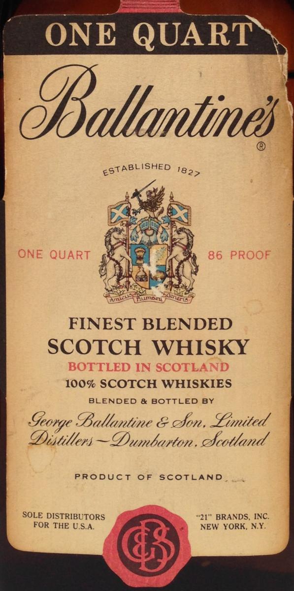 Ballantine's Finest Blended Scotch Whisky 21 Brands Inc. New York new 43% 946ml