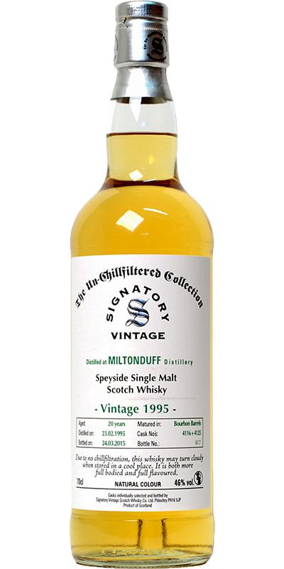 Miltonduff 1995 SV The Un-Chillfiltered Collection Ex-Bourbon Barrels 4116 + 4125 46% 700ml