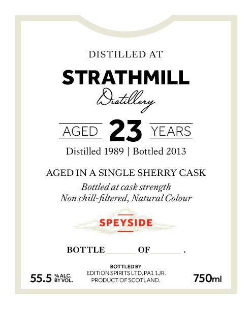 Strathmill 1989 ED The 1st Editions Sherry Cask 55.5% 750ml
