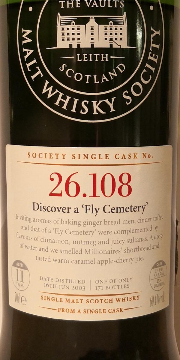 Clynelish 2003 SMWS 26.108 Discover A Fly Cemetery 1st Fill Barrel 26.108 60.4% 700ml