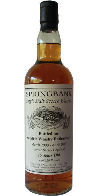 Springbank 2000 Private Bottling Oloroso Sherry Hogshead Swedish Whisky Enthusiasts 51.8% 700ml