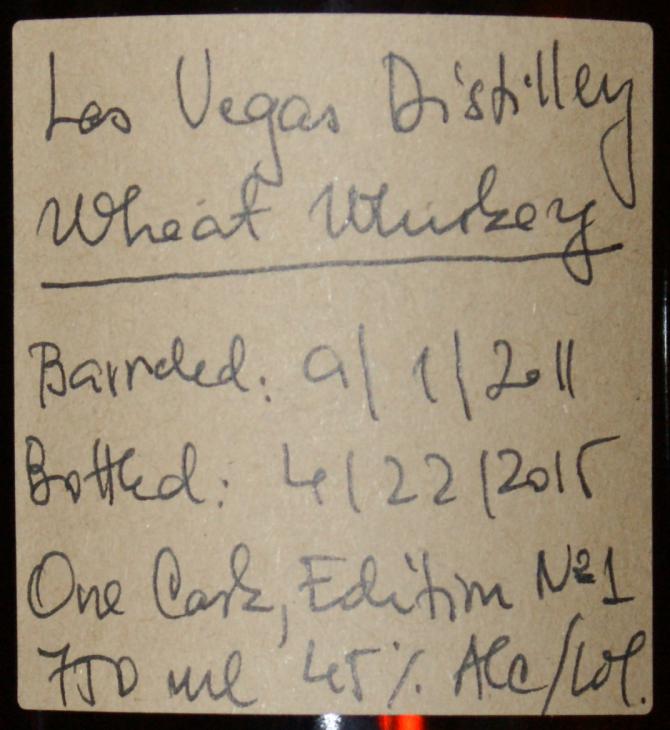 Las Vegas Distillery 2011 Wheat Whisky 45% 750ml