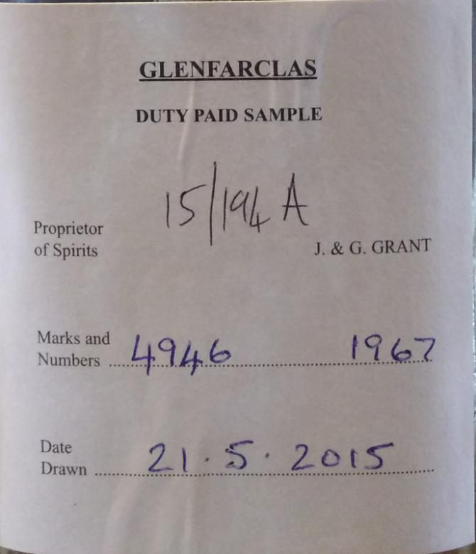 Glenfarclas 1967 Duty Paid Sample Refill Sherry Hogshead 4946 Masterclass-Tasting at Whisky-Herbst 2015 63.4% 500ml