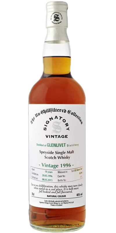 Glenlivet 1996 SV The Un-Chillfiltered Collection 1st Fill Sherry Butt #83266 46% 700ml