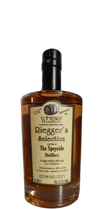 Speyside Distillery 2009 RS Single Cask #885 Whiskyhort Aquavitae 2015 51.4% 500ml