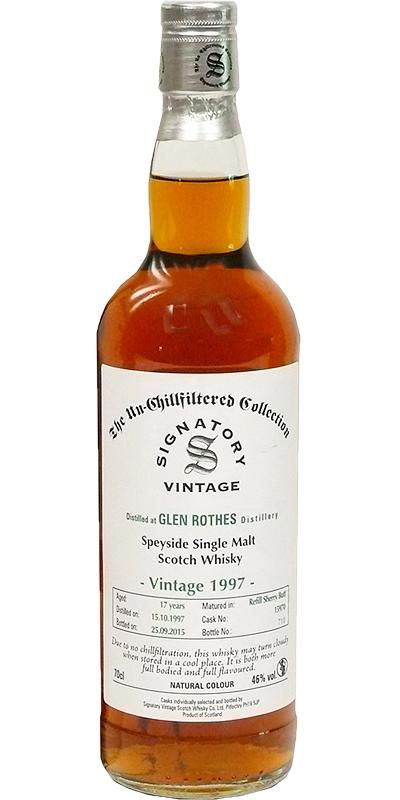 Glenrothes 1997 SV The Un-Chillfiltered Collection Refill Sherry Butt #15970 46% 700ml