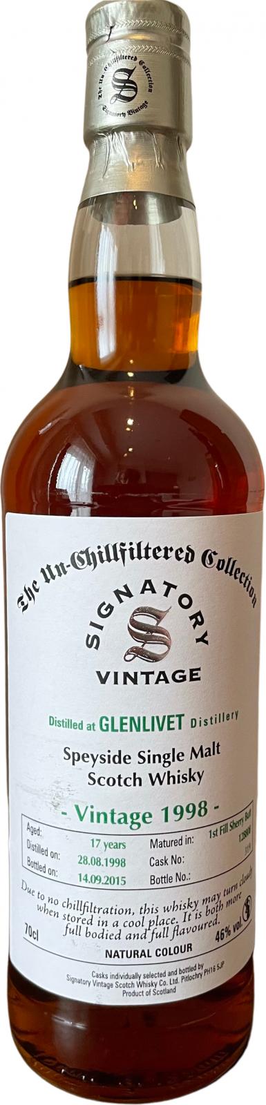 Glenlivet 1998 SV The Un-Chillfiltered Collection 1st Fill Sherry Butt #128808 46% 700ml