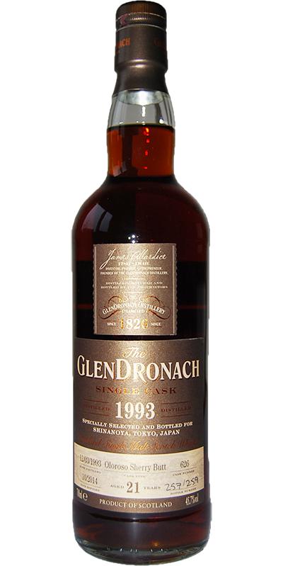 Glendronach 1993 Single Cask Oloroso Sherry Butt #626 Shinanoya Tokyo 45.7% 700ml