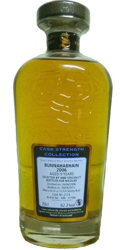 Bunnahabhain 2006 SV Cask Strength Collection 1st Fill Sherry Butt #2124 Nicolas 62.2% 700ml