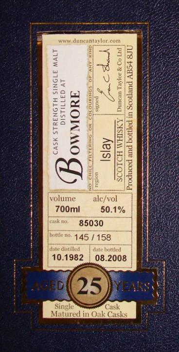 Bowmore 1982 DT Oak Cask #85030 50.1% 700ml