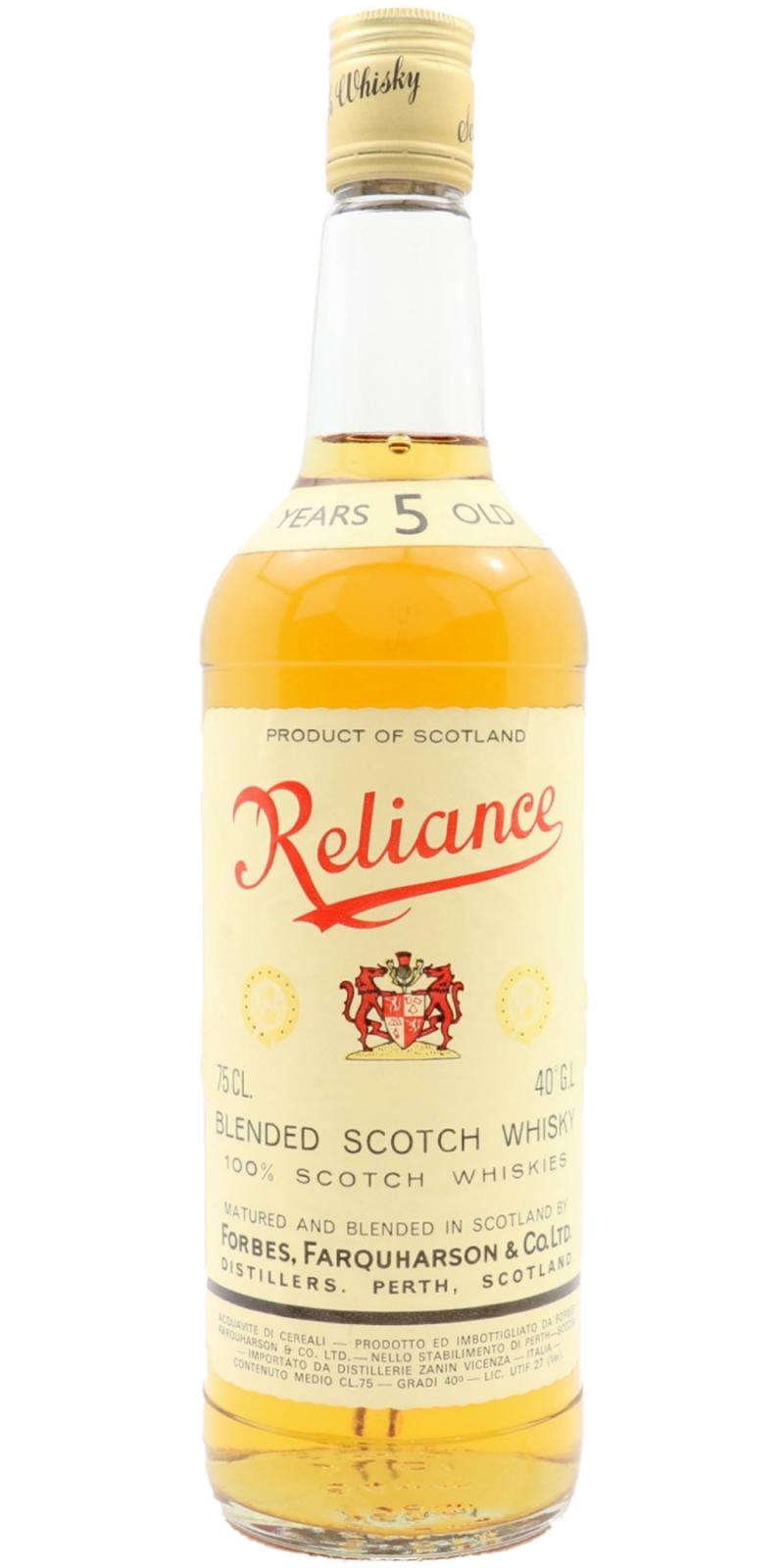 Reliance 5yo Blended Scotch Whisky Importato da Distillerie Zanin Vicenza 40% 750ml