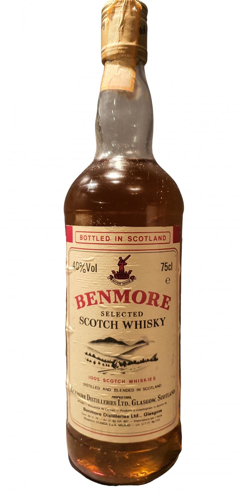 Benmore Selected Scotch Whisky 100% Scotch Whiskies Standa Import 40% 750ml