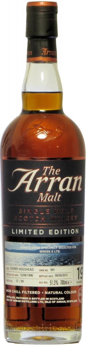 Arran 1996 Limited Edition Sherry Hogshead #991 Whisk-e Ltd 51.3% 700ml