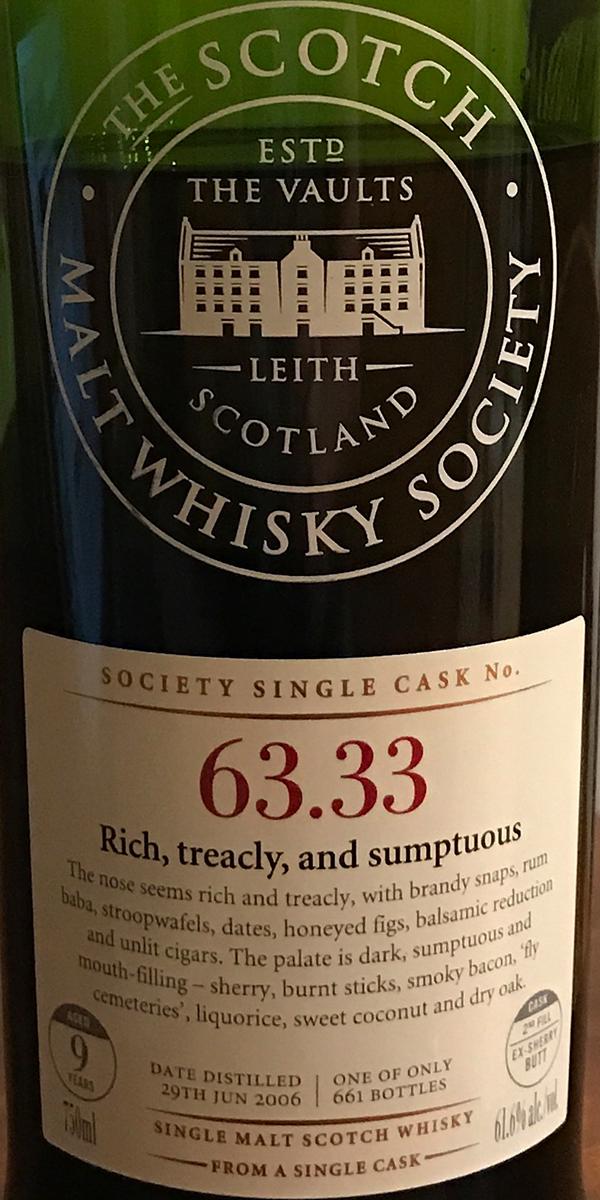 Glentauchers 2006 SMWS 63.33 Rich treacly and sumptuous 2nd Fill Ex-Sherry Butt 61.6% 750ml