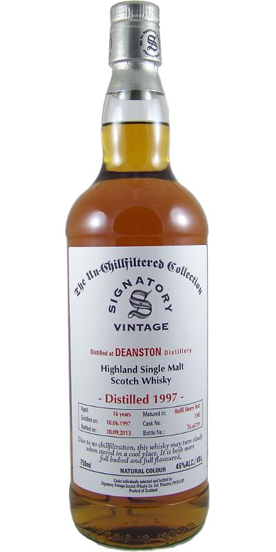 Deanston 1997 SV The Un-Chillfiltered Collection Refill Sherry Butt #1345 46% 750ml