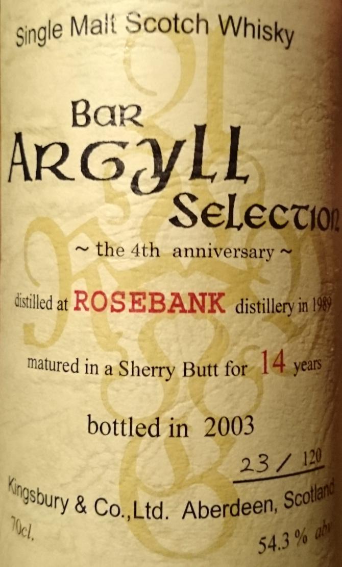 Rosebank 1989 Kb Sherry Butt The 4th Anniversary 54.3% 700ml
