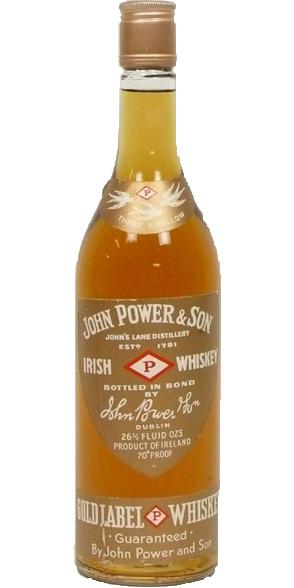 Neck and footer John Power & Son whiskey bottle vintage labels 
